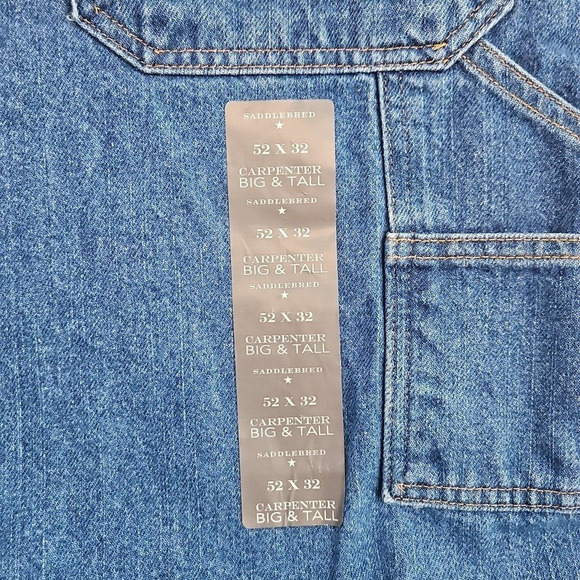 Saddlebred Big & Tall Carpenter Jeans Men's 52x32 Medium Wash Style 8958 NWT - Picture 8 of 16